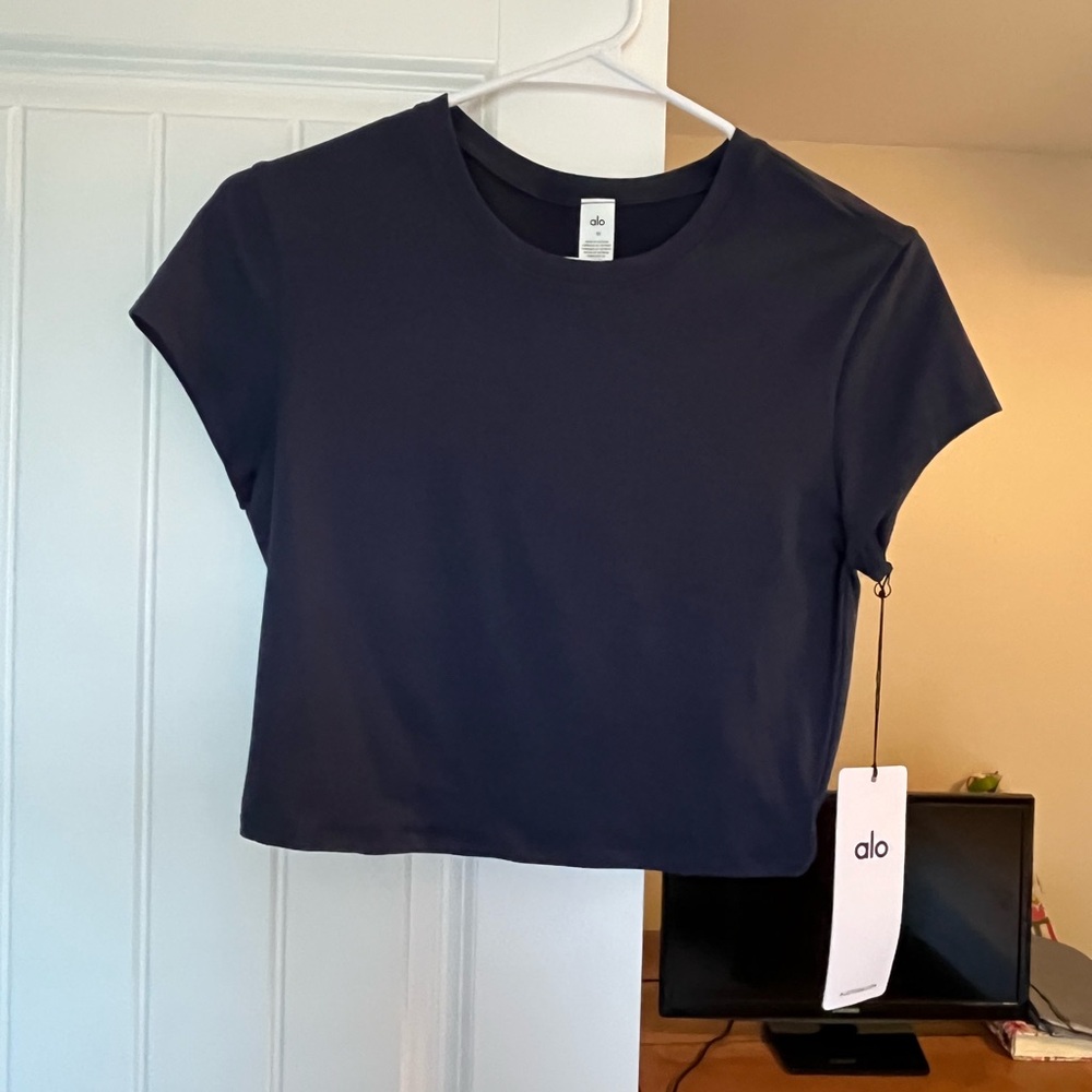 ALO Yoga Blue Fitted Crop T-Shirt